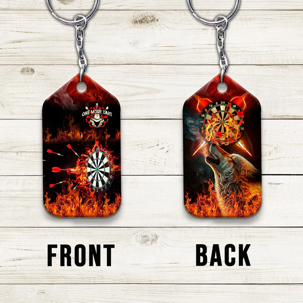 Flame Bullseye Dartboard Keychain Wolf And Darts For Dart Team Player