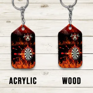 Flame Bullseye Dartboard Keychain Wolf And Darts For Dart Team Player