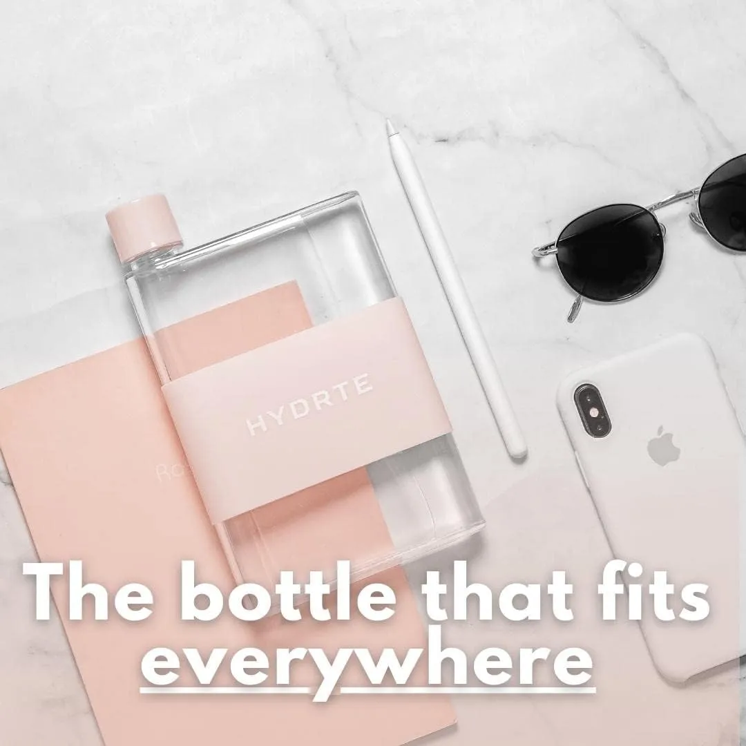 Flat Water Bottle 13 oz, Leak Proof and Slim Water Bottle Design, The Purse Water Bottle, Cute Water Bottles made for Women and Men, BPA Free Square Water Bottle