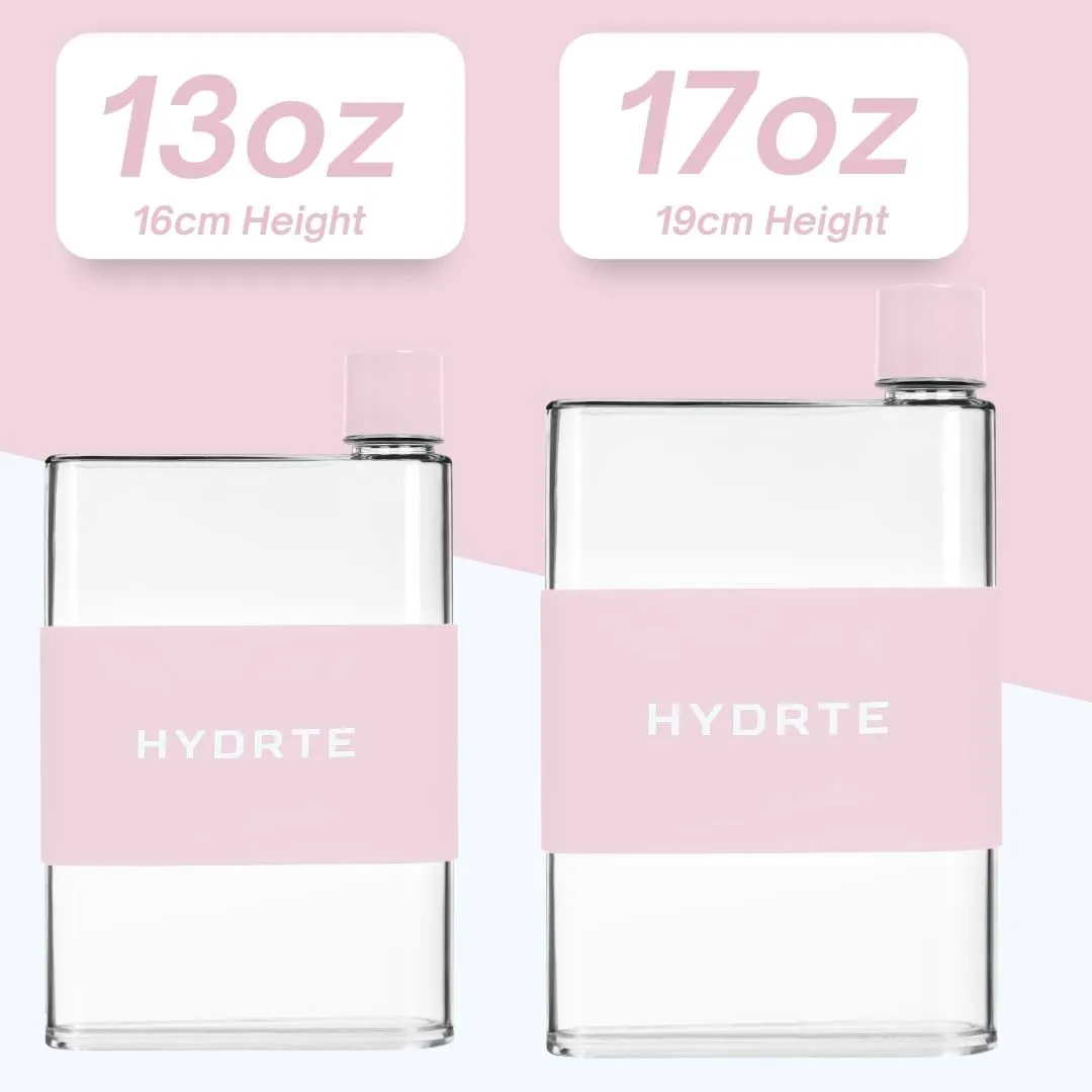 Flat Water Bottle 13 oz, Leak Proof and Slim Water Bottle Design, The Purse Water Bottle, Cute Water Bottles made for Women and Men, BPA Free Square Water Bottle
