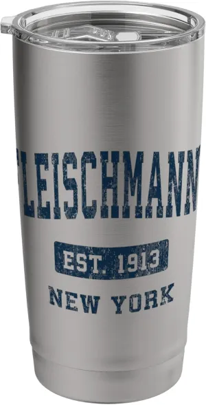Fleischmanns New York NY Vintage Athletic Sports Design Stainless Steel Insulated Tumbler