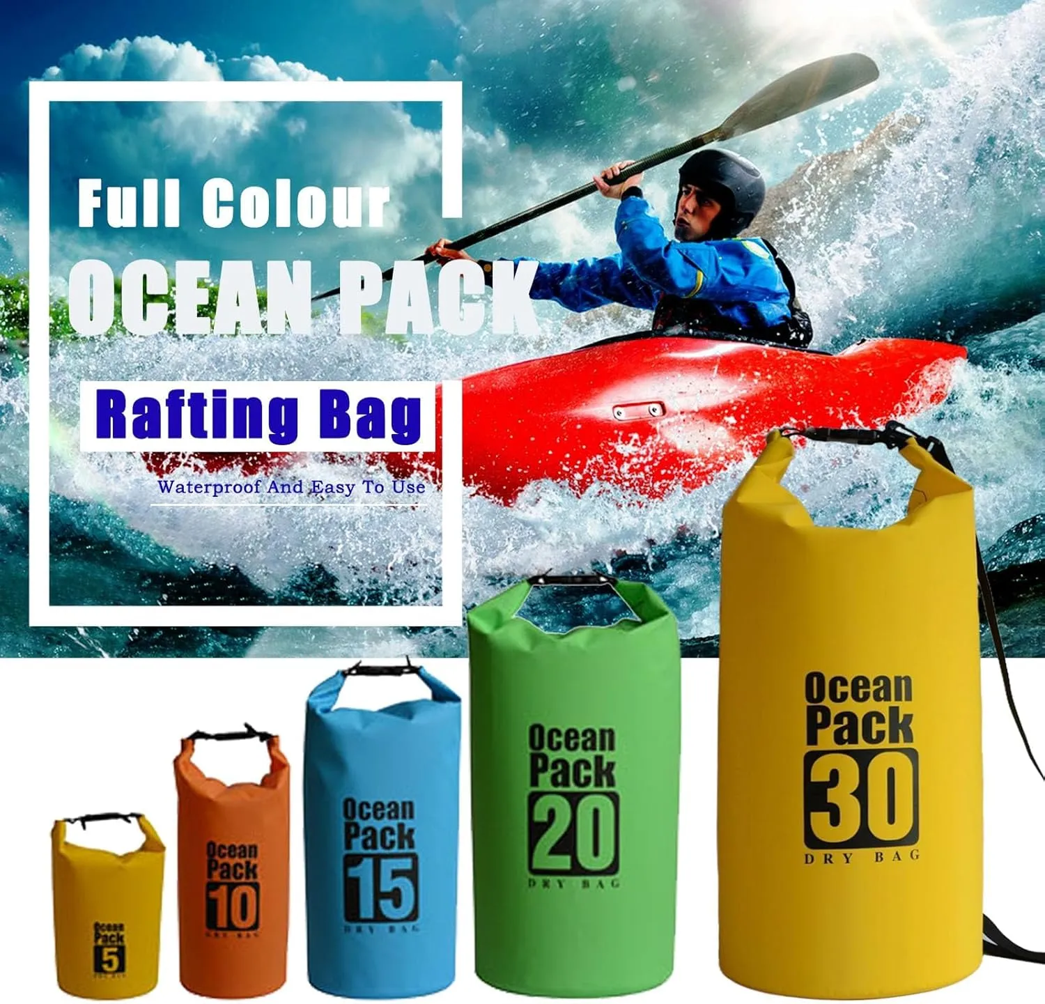 Floating Waterproof Dry Bag Backpack 5L/10L/20L, Roll Top Bag for Kayaking, Rafting, Boating, Swimming, Camping, Hiking, Beach, Fishing, Waterproof Beach Bag. (Green, 20L)