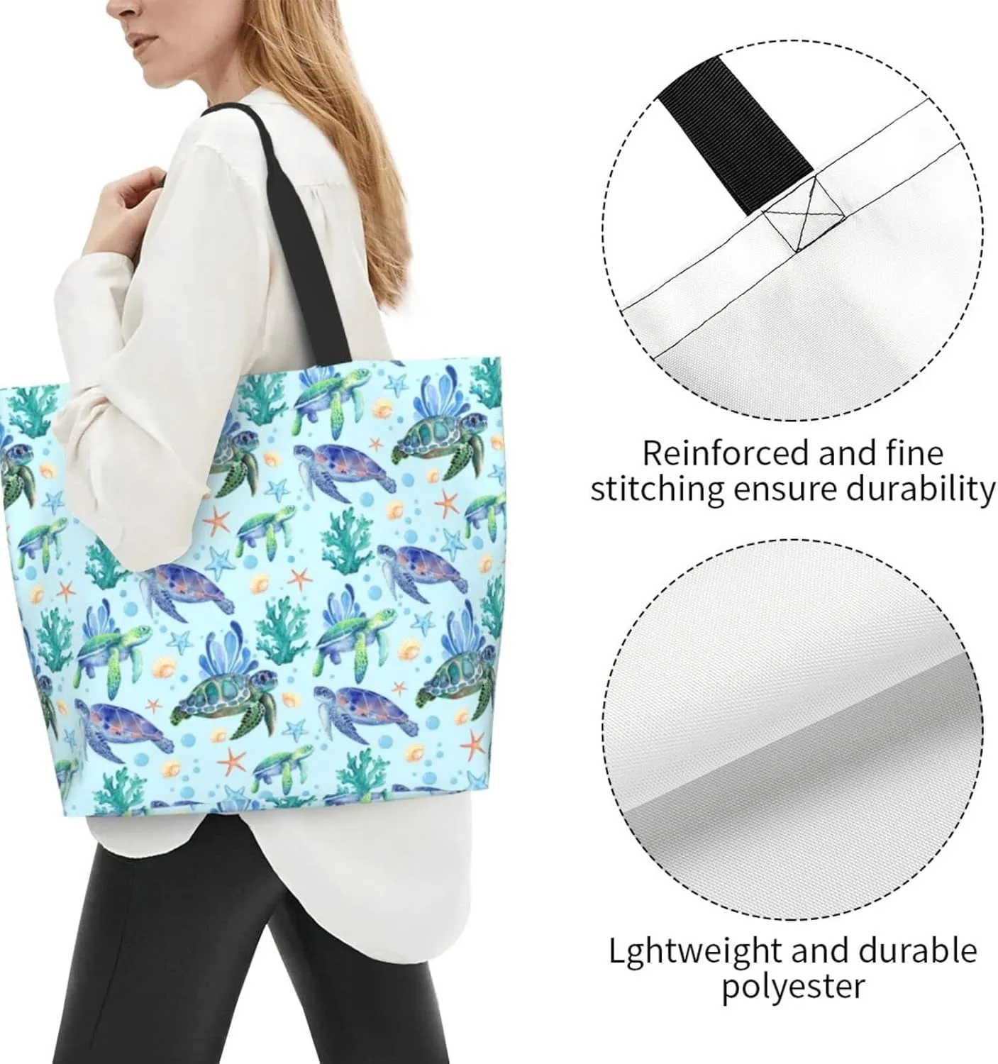 Flower Sugar Skull Tote Bags Reusable Women Shoulder Travel Beach Bag Shopping Work Daily