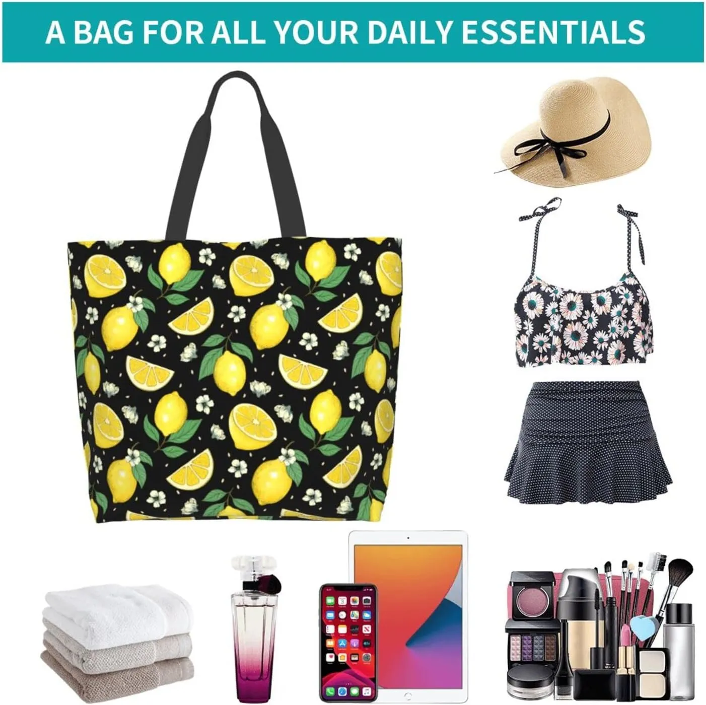 Flower Sugar Skull Tote Bags Reusable Women Shoulder Travel Beach Bag Shopping Work Daily