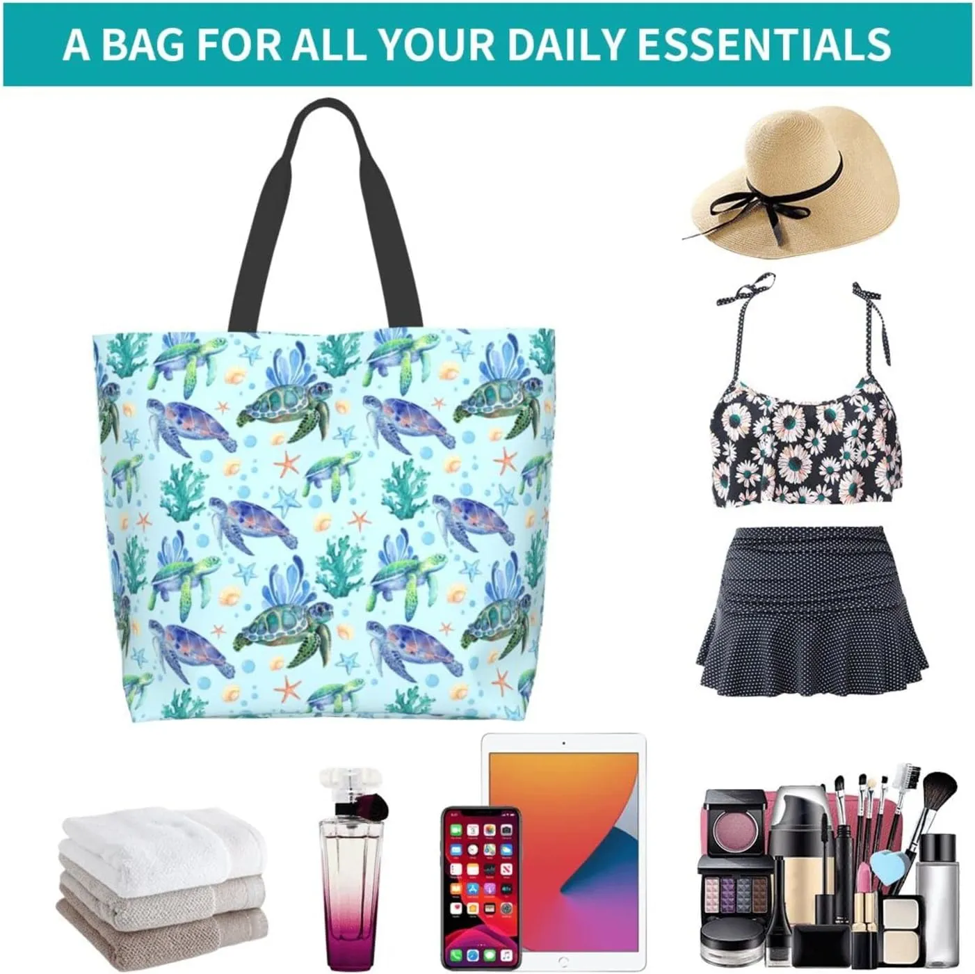 Flower Sugar Skull Tote Bags Reusable Women Shoulder Travel Beach Bag Shopping Work Daily