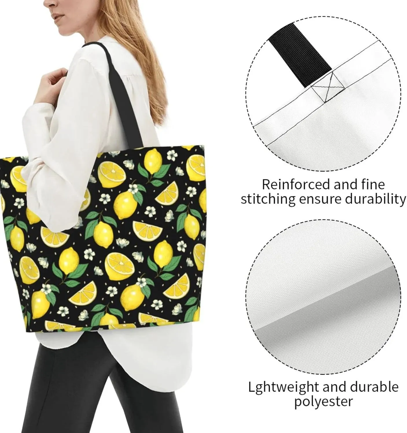Flower Sugar Skull Tote Bags Reusable Women Shoulder Travel Beach Bag Shopping Work Daily