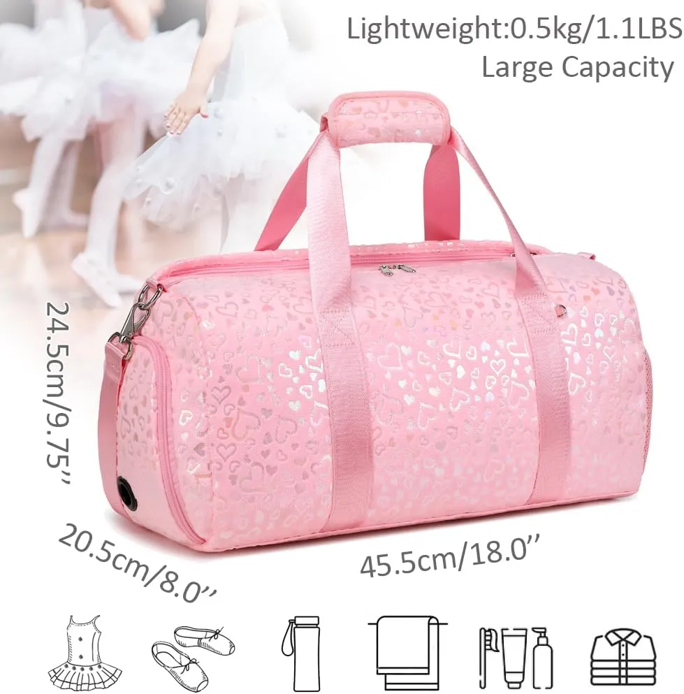 Fluffy Dance Bag for Girls Ballet Bag Sports Gym Duffel for Girls Water Resistant Travel Duffle with Shoes Compartment