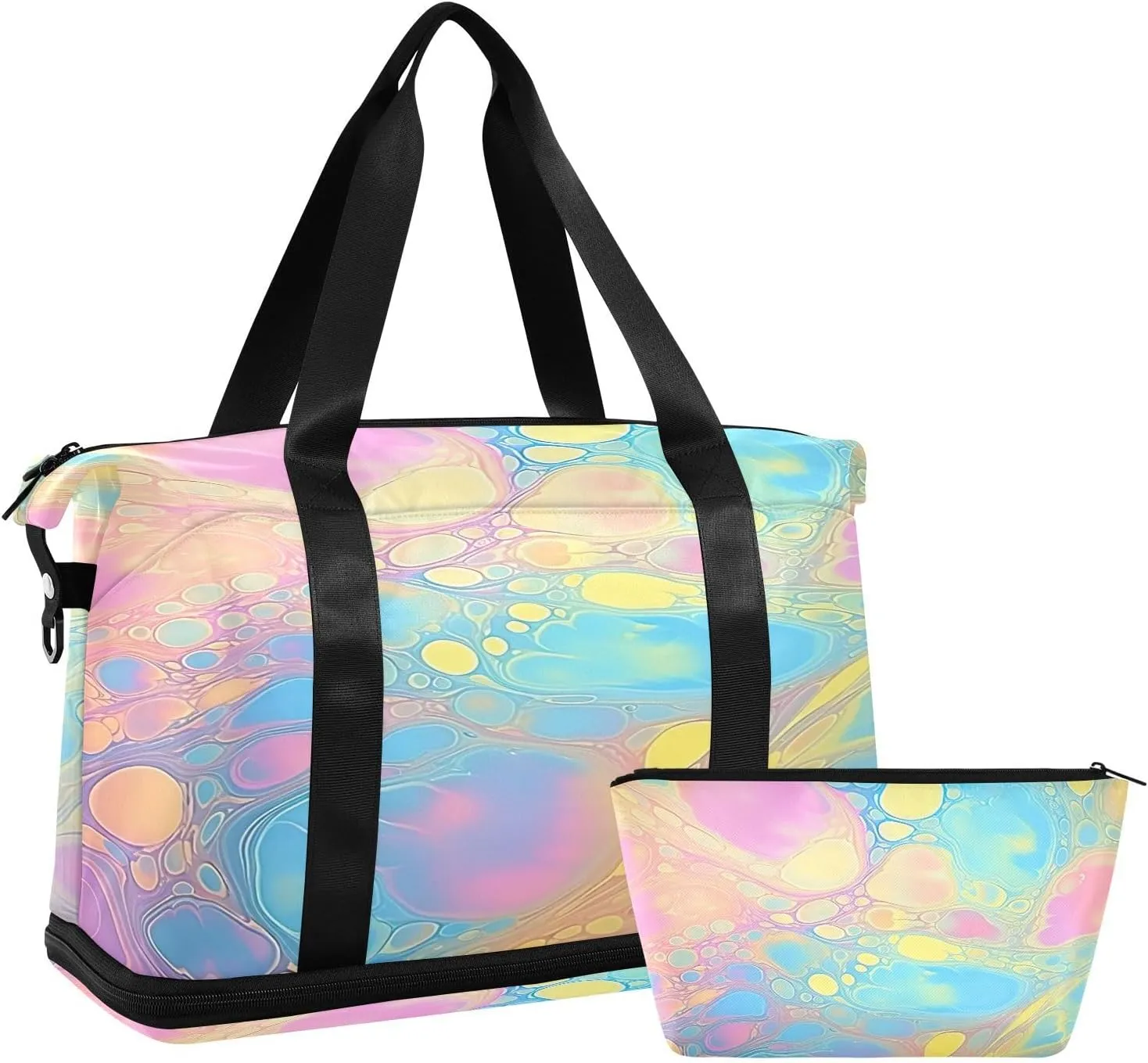 Fluid Liquid Gym Bag - Weekender Overnight Bags for Women Men, Sport Travel Duffel Bag with Wet Pocket & Shoe Compartment