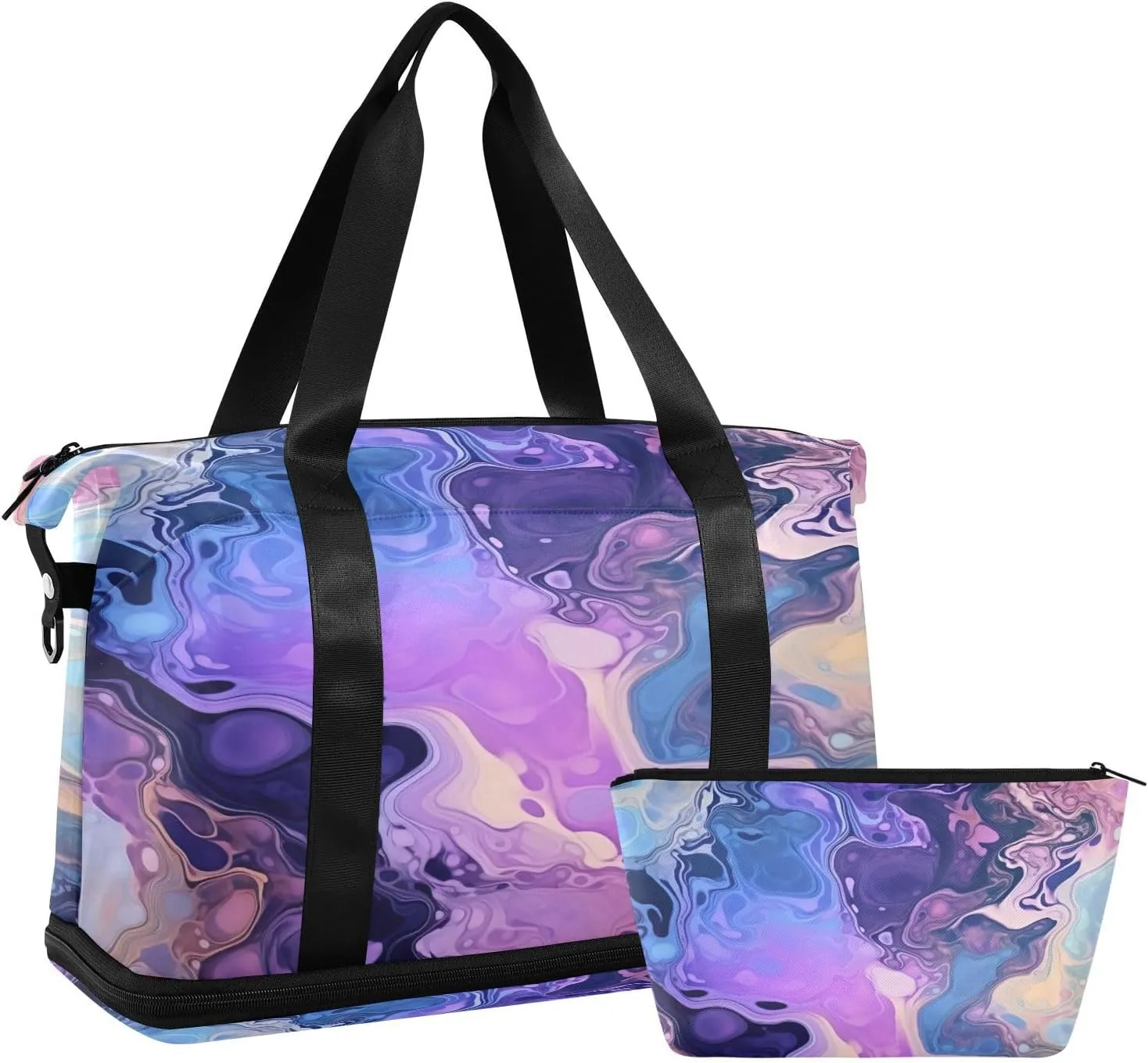 Fluid Liquid Gym Bag - Weekender Overnight Bags for Women Men, Sport Travel Duffel Bag with Wet Pocket & Shoe Compartment