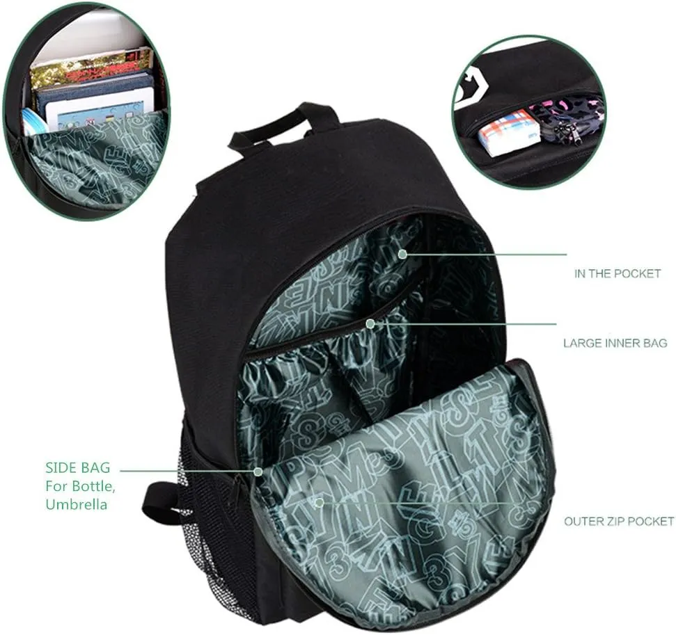 FLYMEI Bookbags for Teen Boys, Anime Cartoon Luminous Backpack with USB Charging Port, 17 Inch Laptop Backpack for Men, School Backpack for Girls/Boys, Cool Anime Backpack, Black