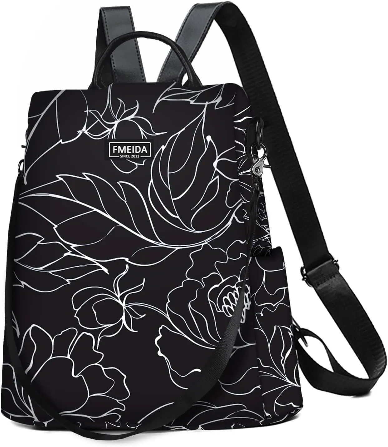 Fmeida Women's Anti-Theft Waterproof Backpack Purse | Lightweight Travel Daypack for College, Work & Outdoor | Nylon Bookbag with Minimalist Floral Design