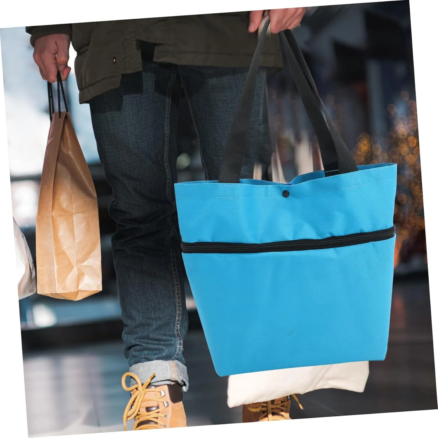 Foldable Grocery Cart Shopping Bag Wheels Collapsible Trolley Large Shopping Bag Storage Wheels