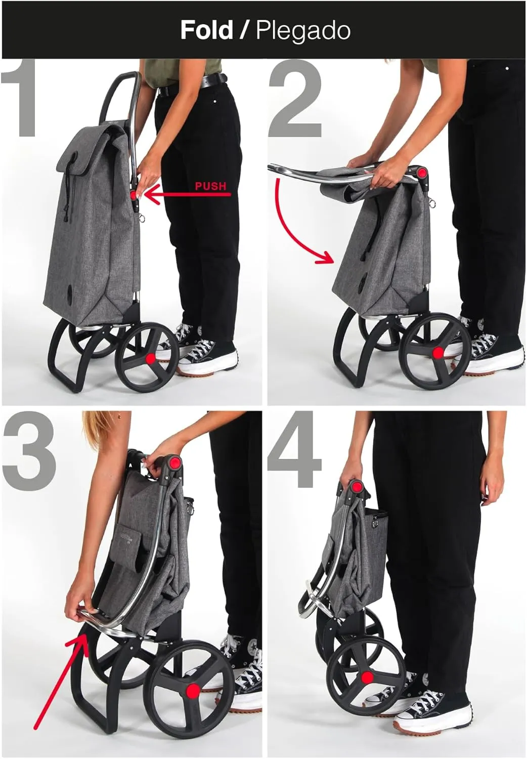 Foldable Grocery Shopping Cart with Wheels | Collapsible Personal Folding Cart for Groceries | Durable & Portable | Green