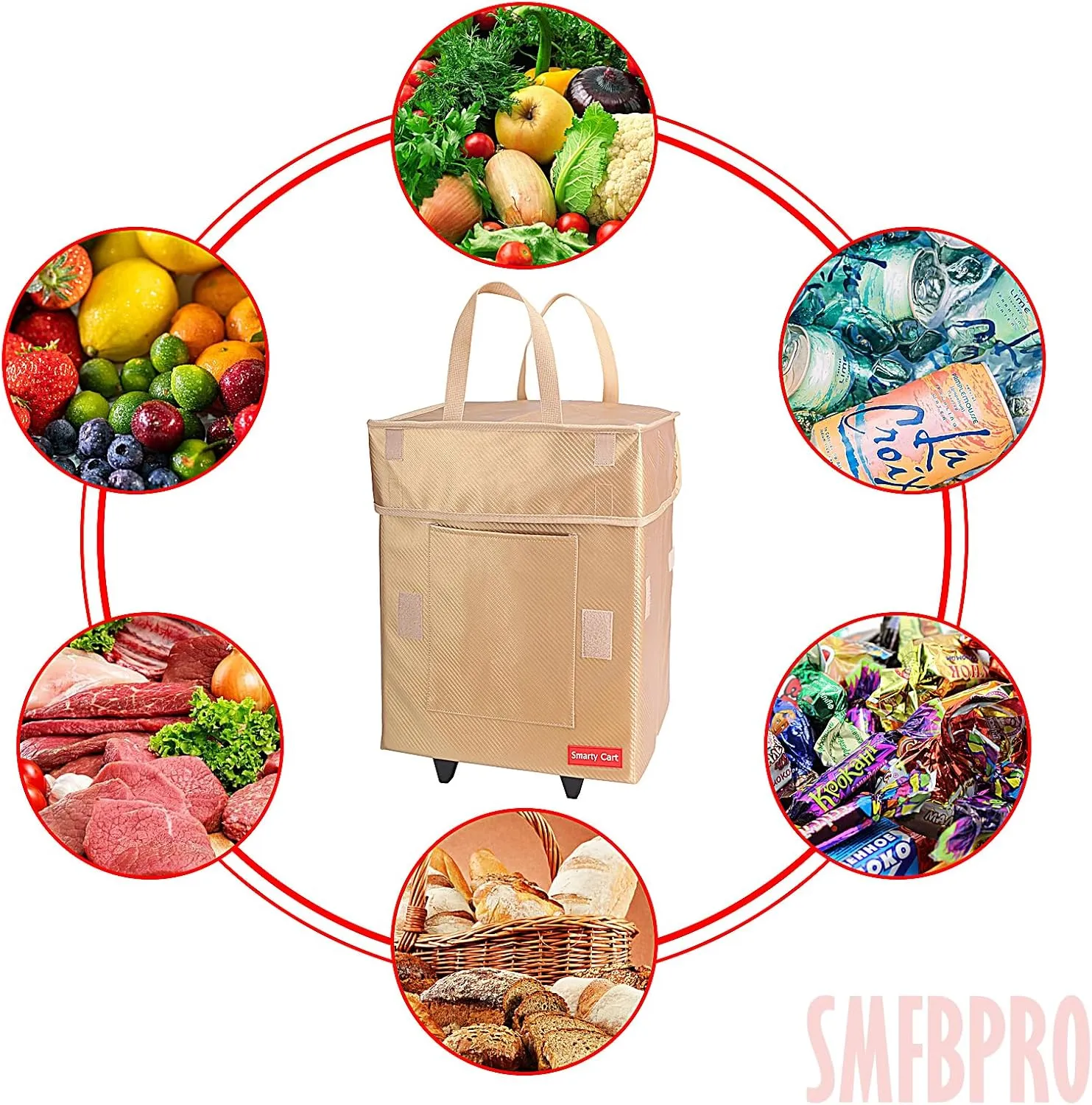 Folding Collapsible Handcart & Rolling Utility Basket Carlisle - Smart Cart with Telescopic Handle - Supermarket & Moving Grocery