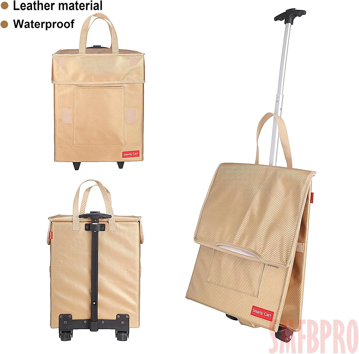 Folding Collapsible Handcart & Rolling Utility Basket Carlisle - Smart Cart with Telescopic Handle - Supermarket & Moving Grocery