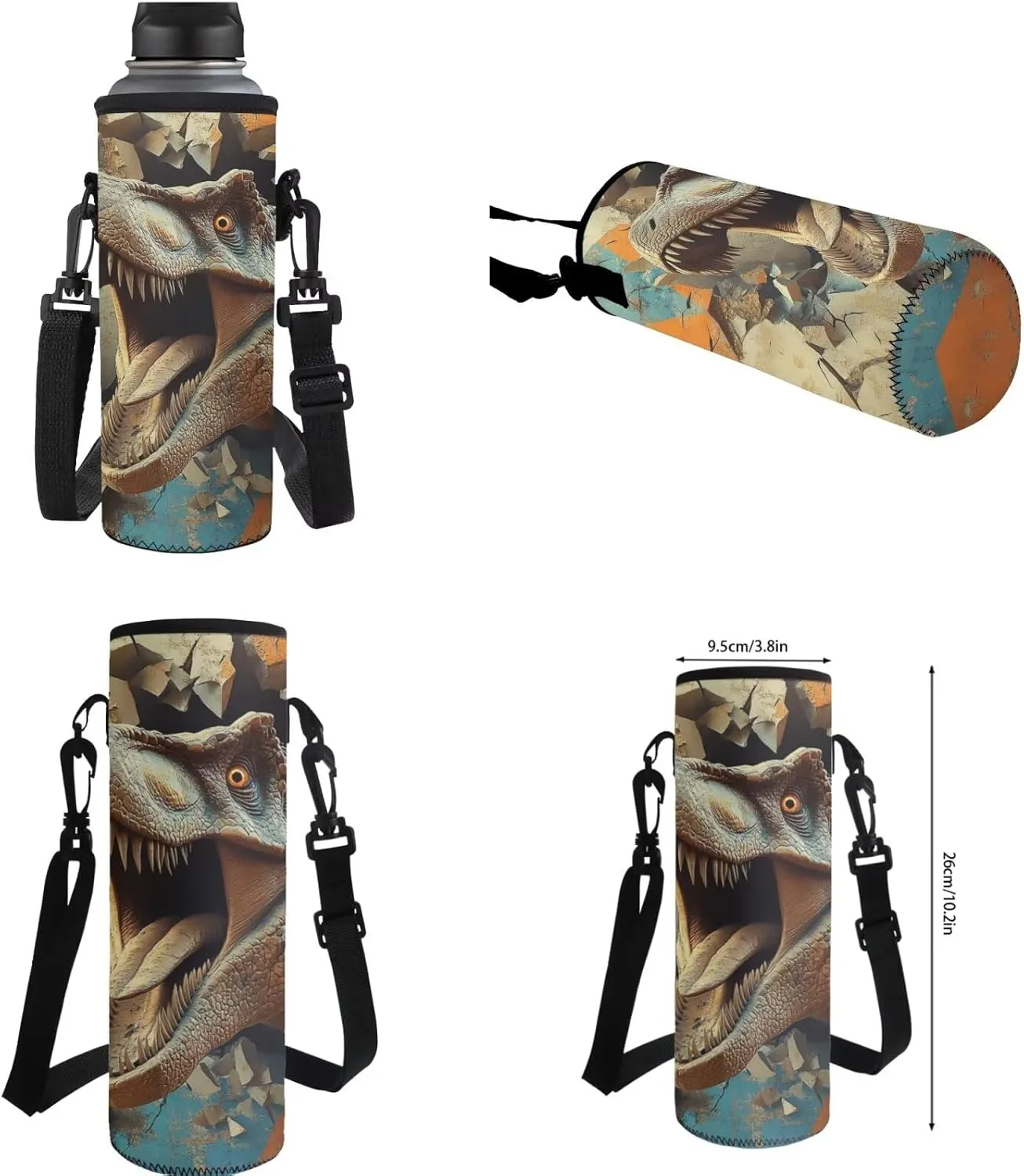 FOR U DESIGNS Dinosaur Backpack and Lunch Box Set Large Capacity 17 Inch Boy Bookbag Ages 6-8 Lightweight First Grade School Bag with Water Bottle Holder