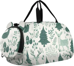 Forest Creatures in Green Youth Sports Duffel Bag with Ventilated Shoe Compartment|All-Season Lightweight Travel Gym Bag for Girls & Boys|Water-Resistant Gear Bag