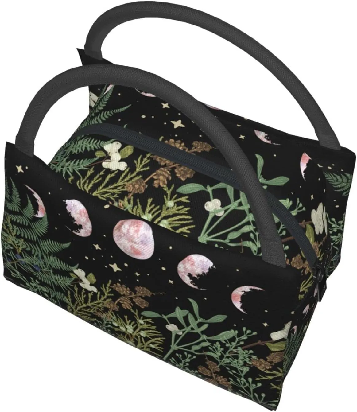 FREEHOTU Pine Forest Green Witch Moon Pattern Insulated Lunch Bags For Women Men, Reusable Lunch Cooler Bags Tote Box Meal Prep For Work Picnics Or Travel