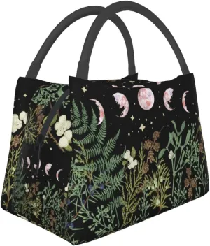 FREEHOTU Pine Forest Green Witch Moon Pattern Insulated Lunch Bags For Women Men, Reusable Lunch Cooler Bags Tote Box Meal Prep For Work Picnics Or Travel