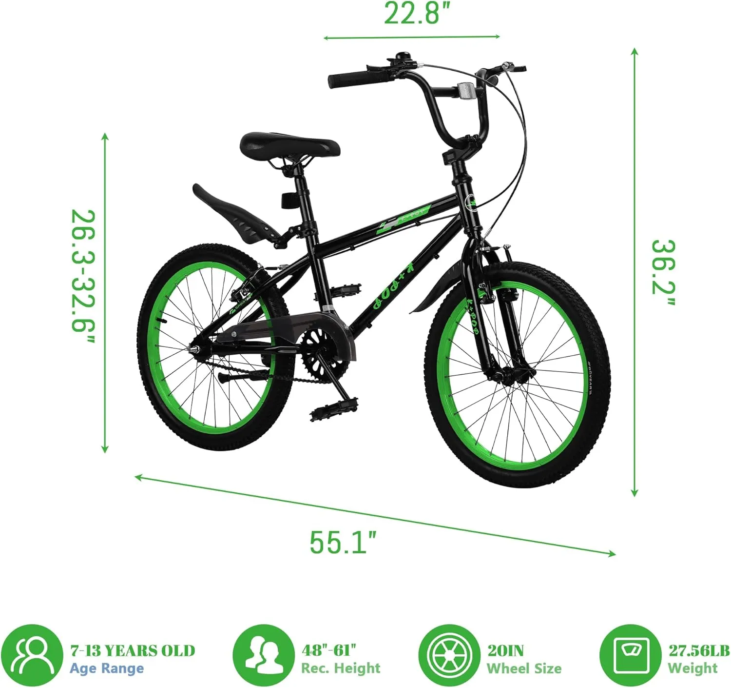 Freestyle BMX Bikes, 20/26 inch Kids Mountain Bike, Steel Frame/Adjustable Ergonomic, Single Speed Bicycles for Boys, Outdoor Cycling Bike Road Bicycle Mountain Bike, Multiple Colors