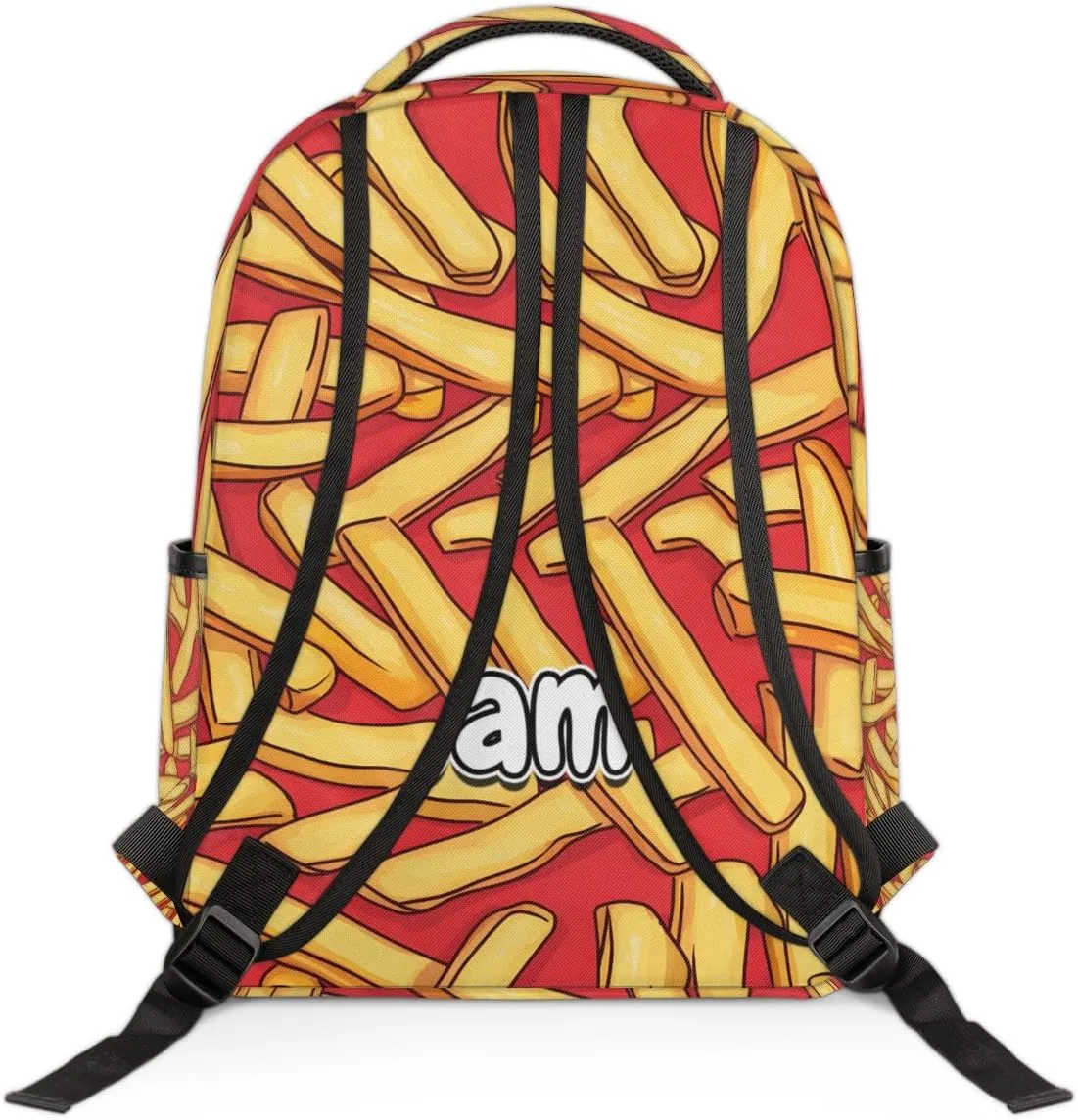 French Fries Personalized Laptop Backpack with Name Custom Shoulder Bags for Women Men Waterproof Travel Casual Daypack Laptop Bag Gifts 16.1in
