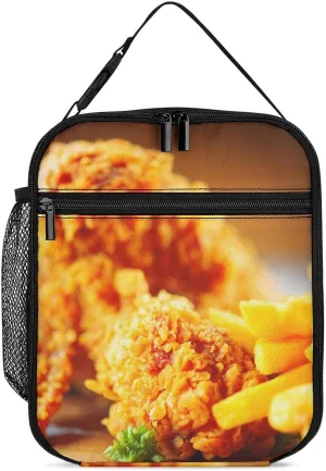 Fried Chicken And French Fries Reusable Lunch Bag Insulated Portable Lunch Box Bag Leak Proof Dining Bag Lunch Box Container Tote Pattern136