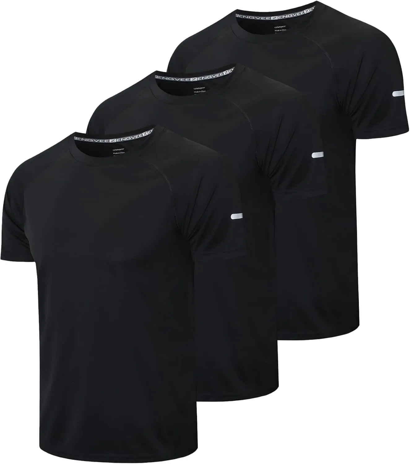 frueo Men's 3 Pack Workout Shirts Quick Dry Moisture Wicking Short Sleeve Mesh Athletic T-Shirts