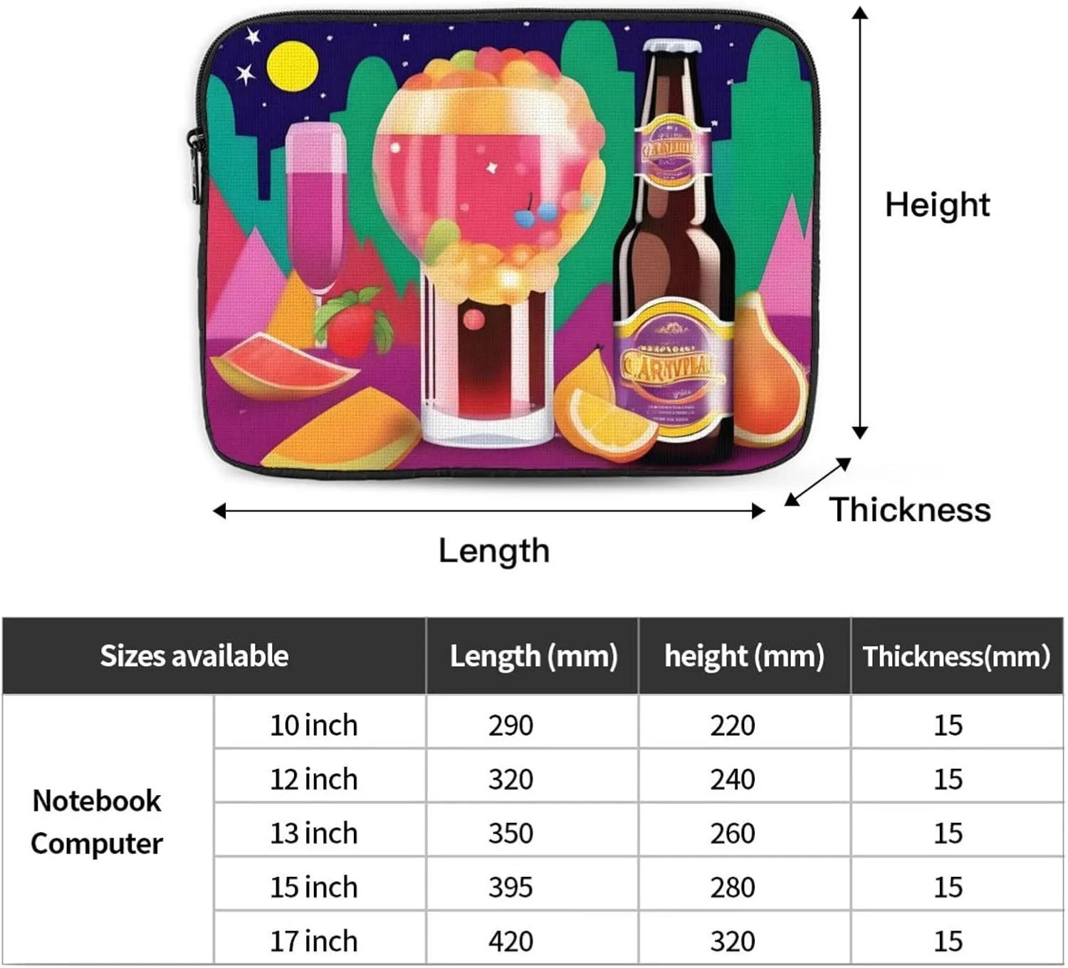 Fruit In Beer Laptop Inner Bag Laptop Sleeve Case Briefcase Carrying Laptop Cover