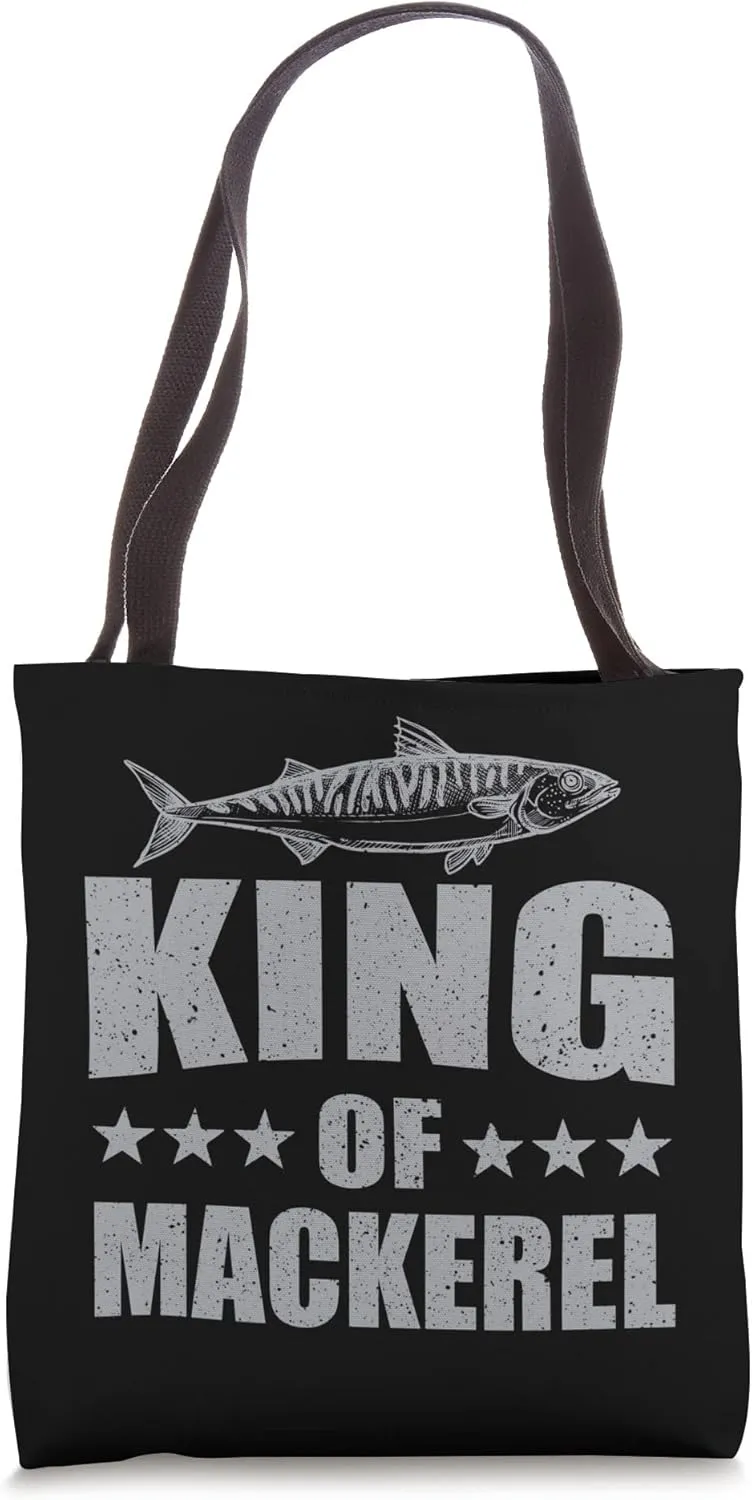 Funny King Of Mackerel Fishing Design Fisherman For Men Tote Bag