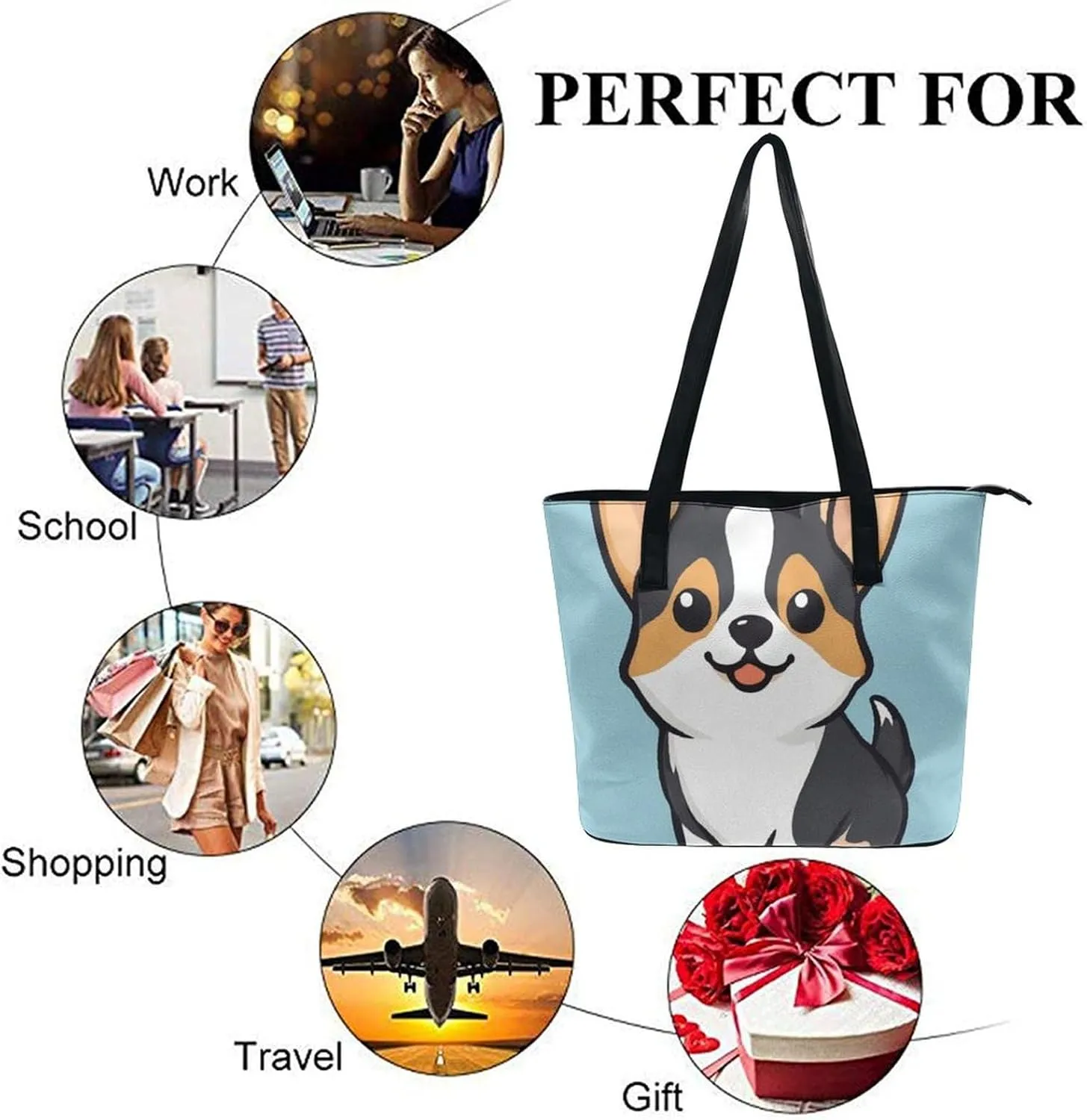 Funny Lightweight Tote Bag, Women's Large Capacity Handbag with Long Handle for Travel, Work, Shopping