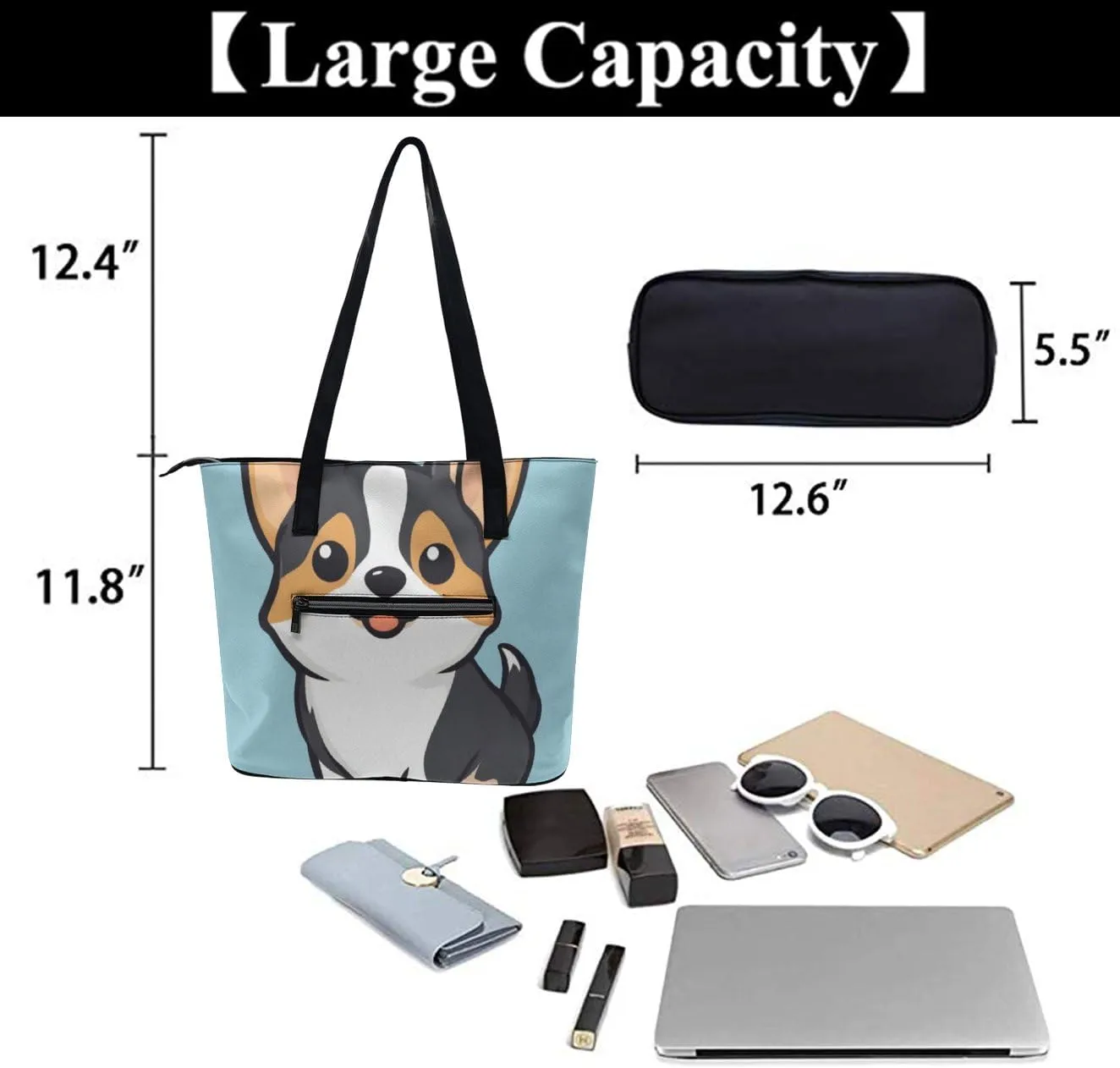 Funny Lightweight Tote Bag, Women's Large Capacity Handbag with Long Handle for Travel, Work, Shopping