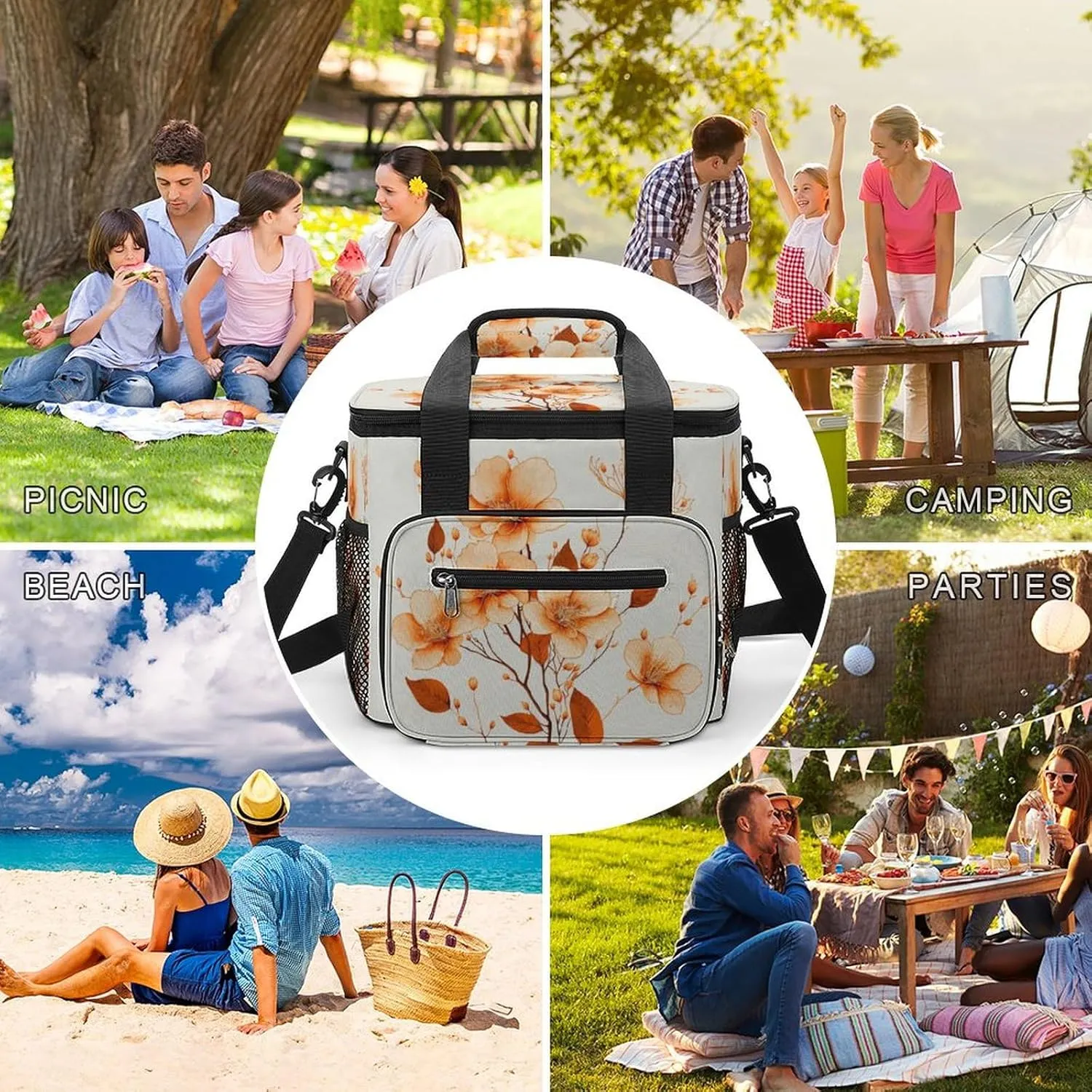 Funny Magic Basketball 22.5L Insulated Camping Coolers Bag Large Leakproof Ice Chest for Beach Travel Picnic