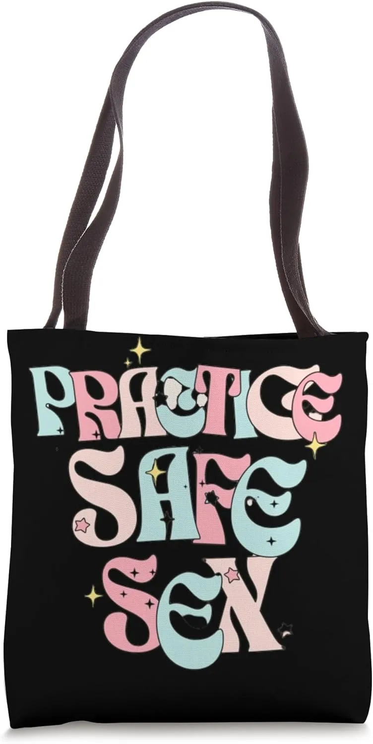 Funny Practice Safe Sex Colorful Design Tote Bag