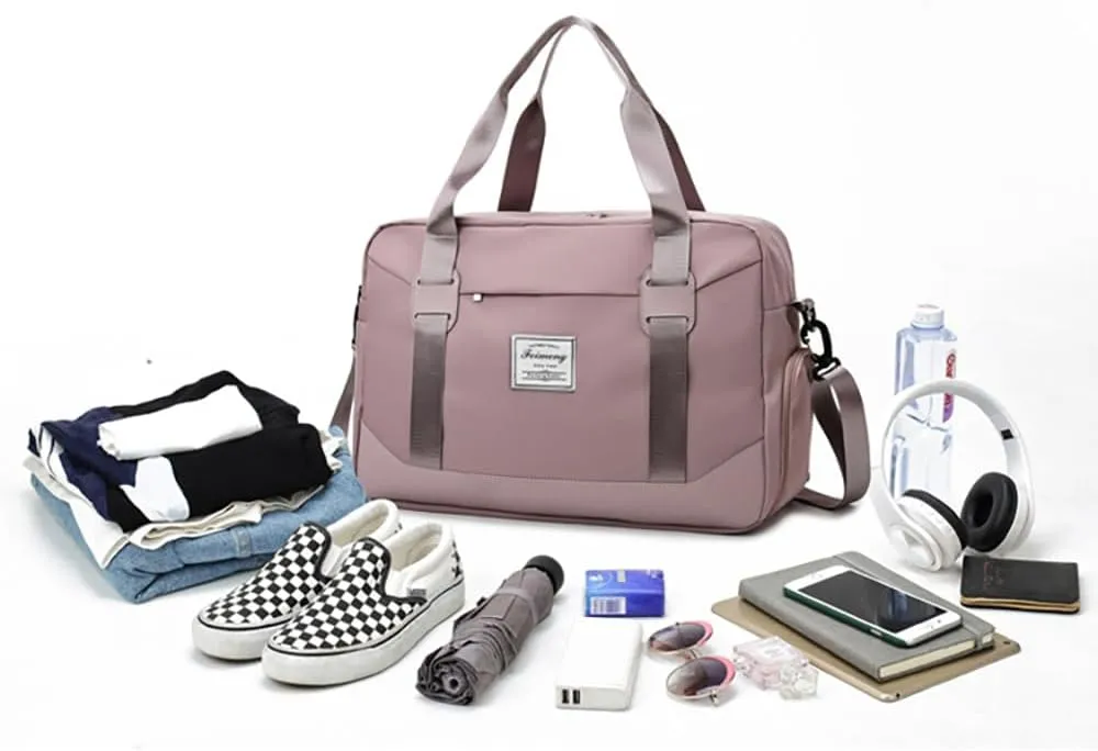 FUNSEED Large Carry-on Luggage, Travel Duffel Bags for Women and Men, 18.5×7.5×12.6 Personal Item Gym Bag (Pink)