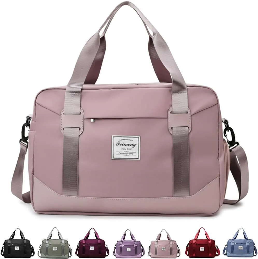 FUNSEED Large Carry-on Luggage, Travel Duffel Bags for Women and Men, 18.5×7.5×12.6 Personal Item Gym Bag (Pink)