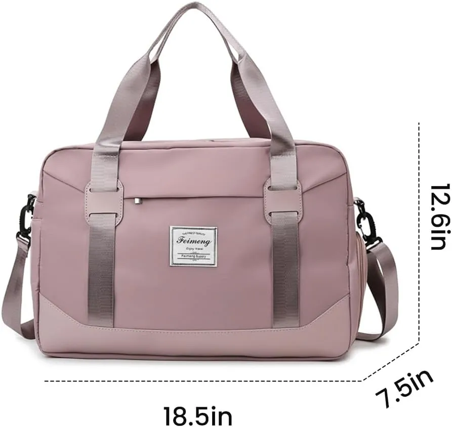 FUNSEED Large Carry-on Luggage, Travel Duffel Bags for Women and Men, 18.5×7.5×12.6 Personal Item Gym Bag (Pink)