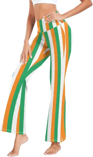 Fustylead Flower Floral Women Crossover Flare Yoga Pants Variety of Background High Waist Stretch Casual Bell Bottoms S-XXL