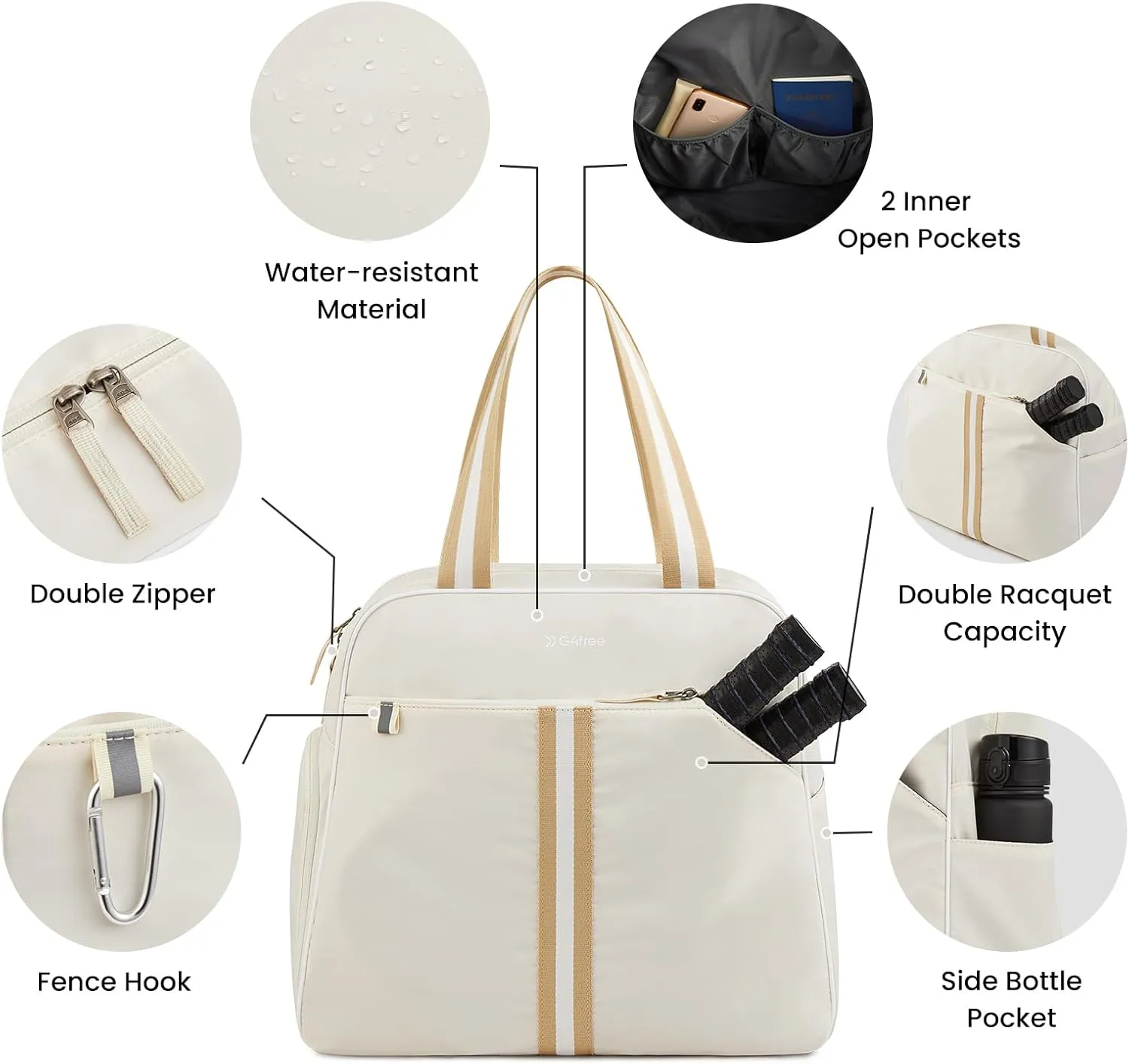 G4Free Pickleball Bag, Pickleball Bag Tote for Women and Men