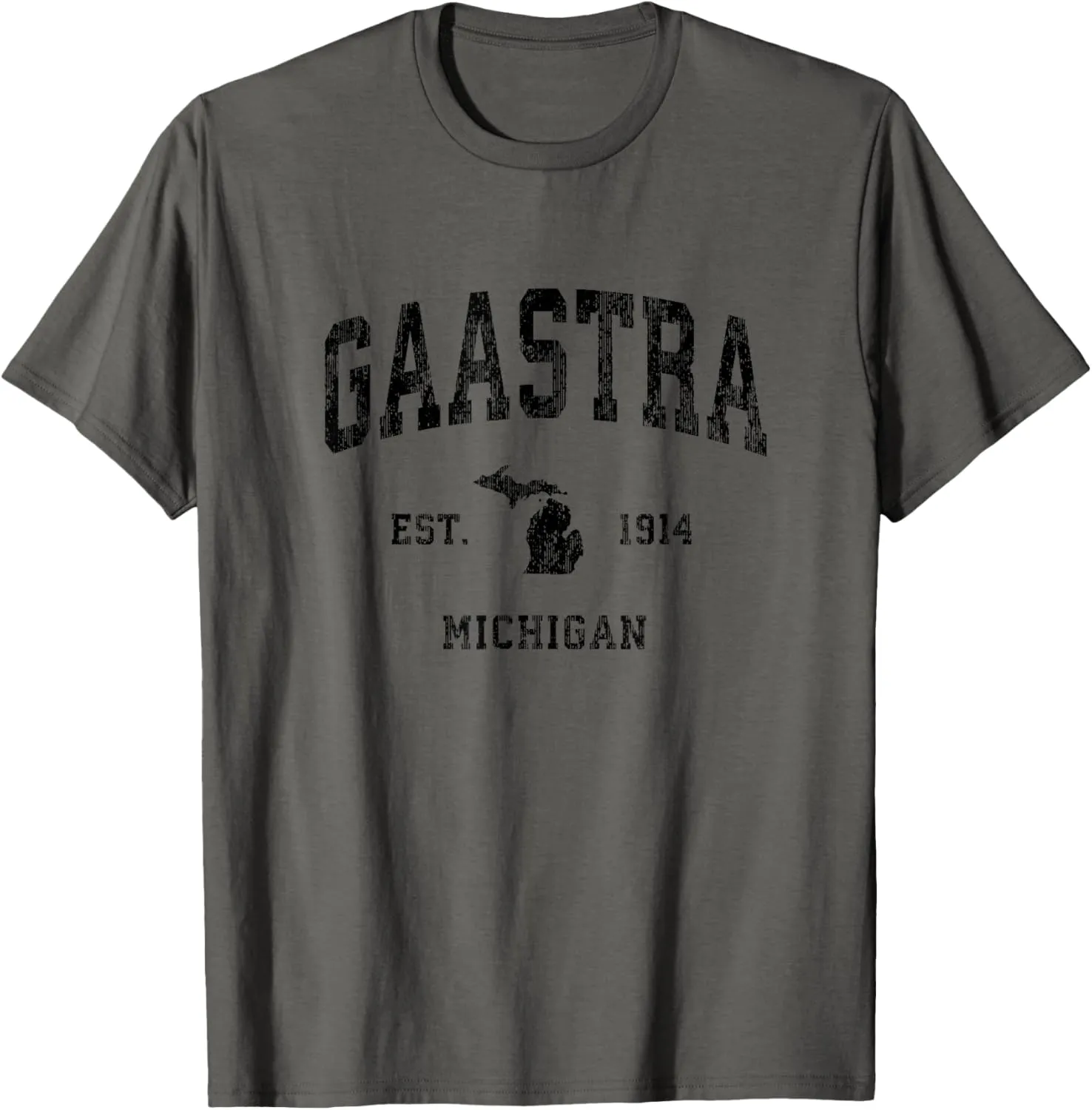 Gaastra Michigan MI Vintage Athletic Black Sports Design T-Shirt