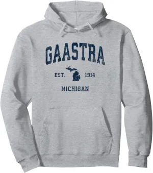 Gaastra Michigan MI Vintage Athletic Navy Sports Design Pullover Hoodie