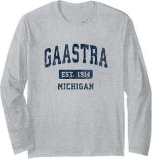 Gaastra Michigan MI Vintage Athletic Sports Design Long Sleeve T-Shirt