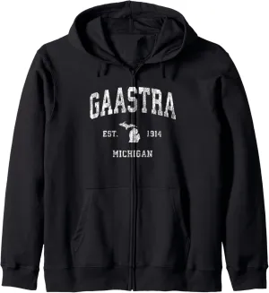 Gaastra Michigan MI Vintage Athletic Sports Design Zip Hoodie