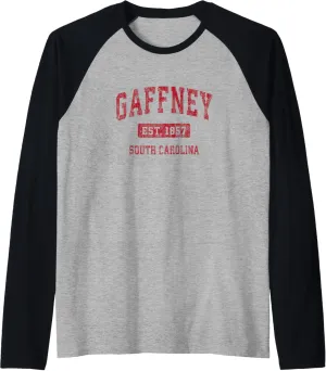 Gaffney South Carolina SC Vintage Sports Design Red Design Raglan Baseball Tee