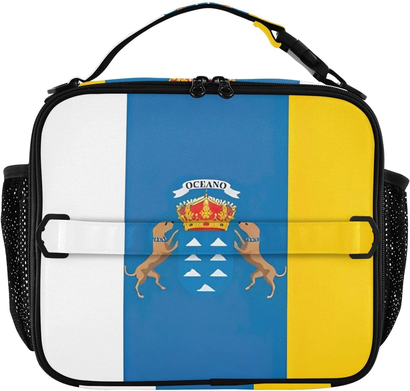 GAIGEO Canary Islands Flag Spanish Archipelago Lunch Box for Women Custom Girls Lunch Bag Kids Mens Lunchbox for Work Cute Flower Food Cooler Bag Insulated for Boys
