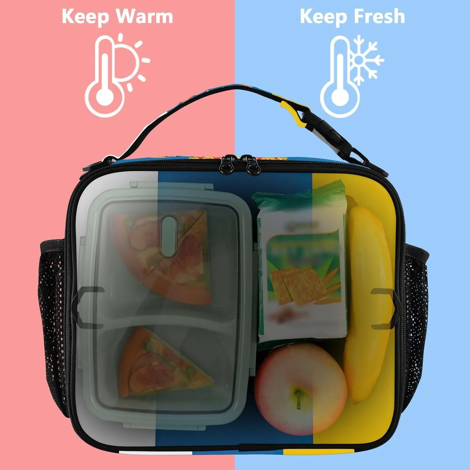 GAIGEO Canary Islands Flag Spanish Archipelago Lunch Box for Women Custom Girls Lunch Bag Kids Mens Lunchbox for Work Cute Flower Food Cooler Bag Insulated for Boys