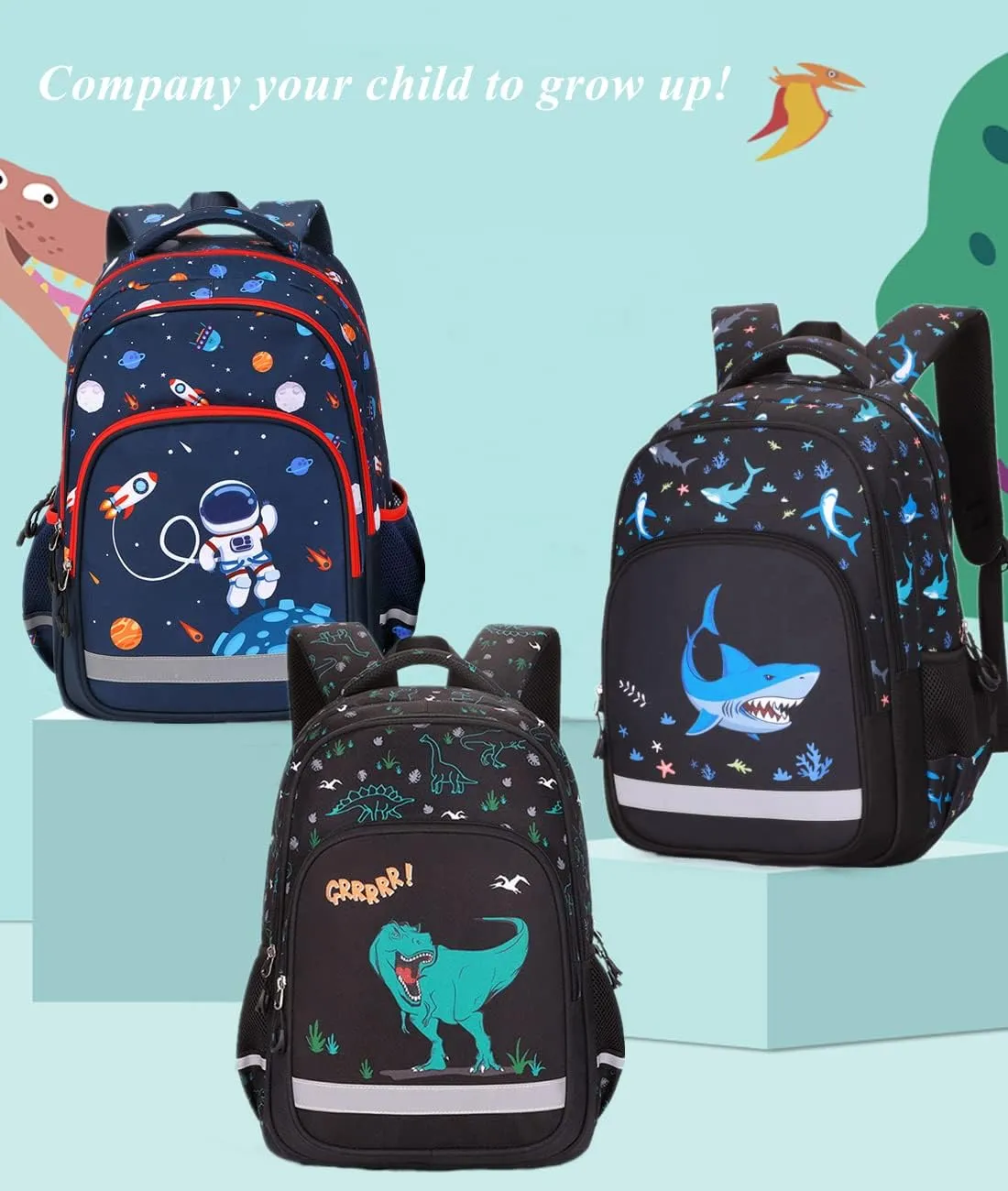 Galaxy-Print School-Bag Backpack for Boys Middle-School Elementary Bookbag