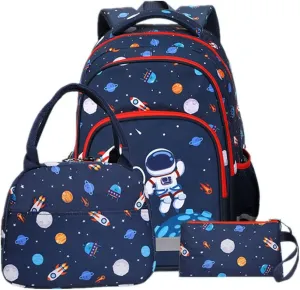 Galaxy-Print School-Bag Backpack for Boys Middle-School Elementary Bookbag