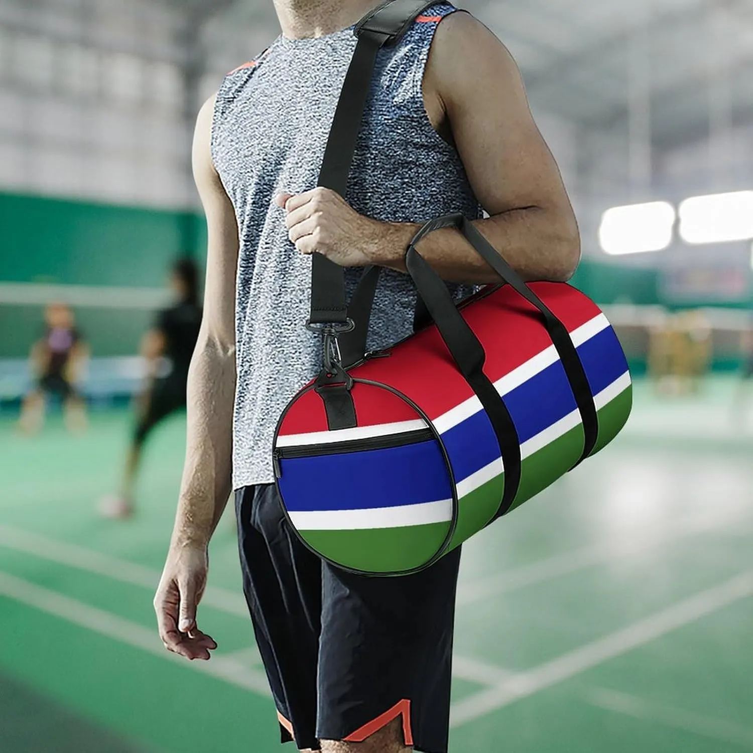 Gambia Flag Waterproof Gym Bag for Travel Dry Wet Separation for Beach Yoga Weekender