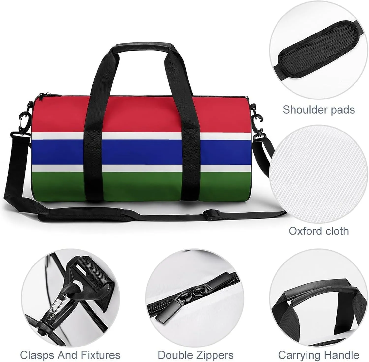 Gambia Flag Waterproof Gym Bag for Travel Dry Wet Separation for Beach Yoga Weekender