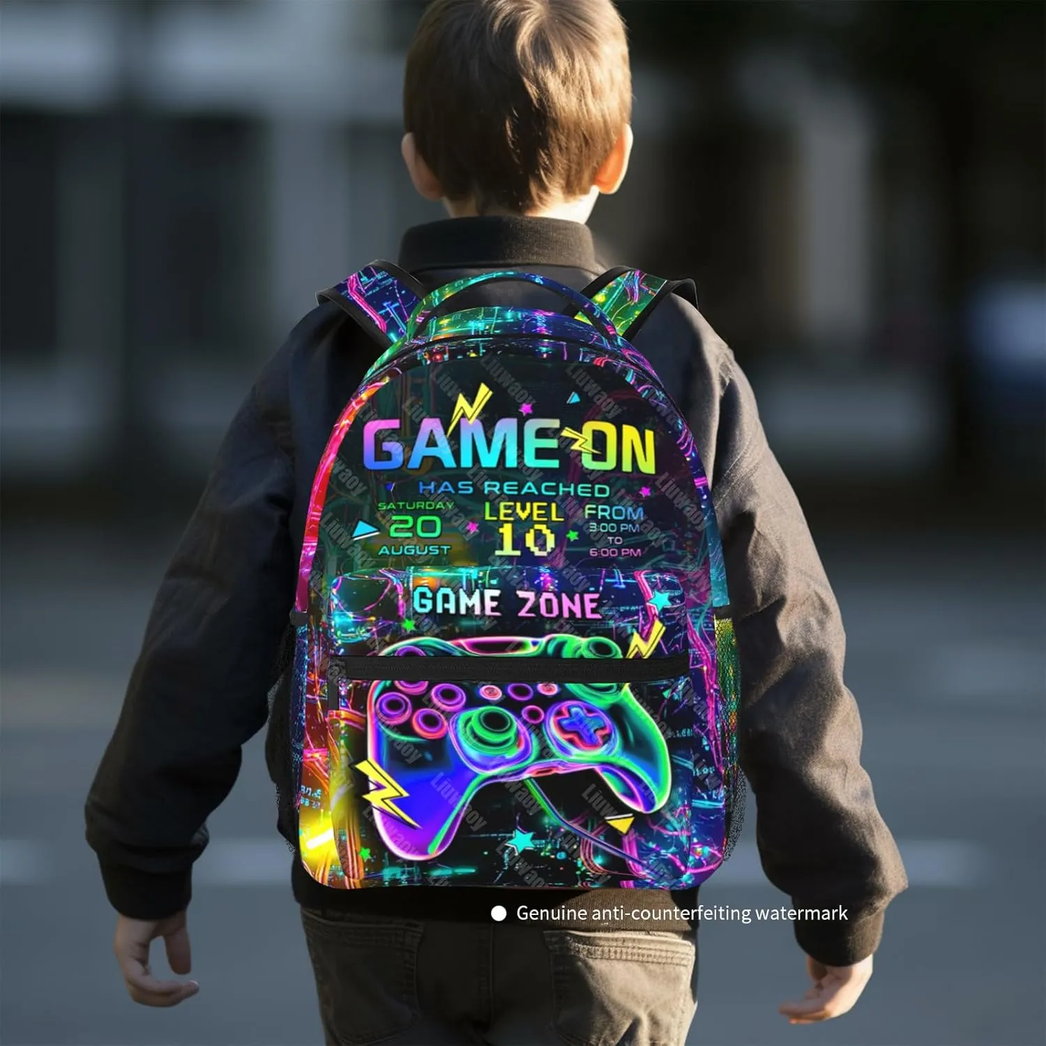 Games Backpack for Boys Ages 8-10, 15 Inch Large Capacity Game On School Bag, Lightweight Bookbag for Kids, Durable Back to School Supplies for Children